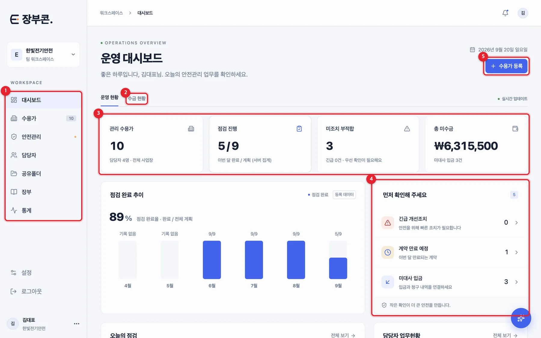 대시보드 위쪽